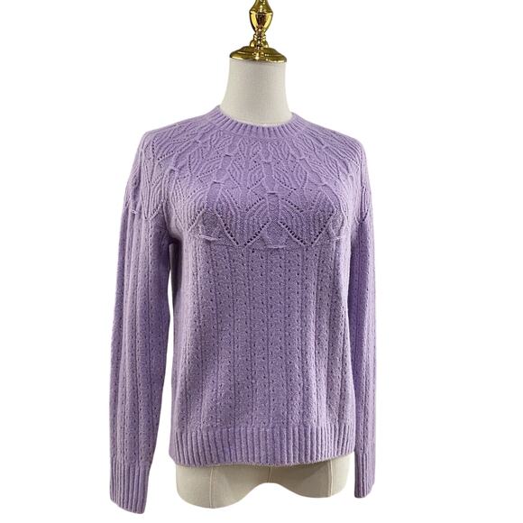 NWT Talbots Lavender Cotton Wool Blend Cable Knit Sweater size Women's Petite - Picture 1 of 10
